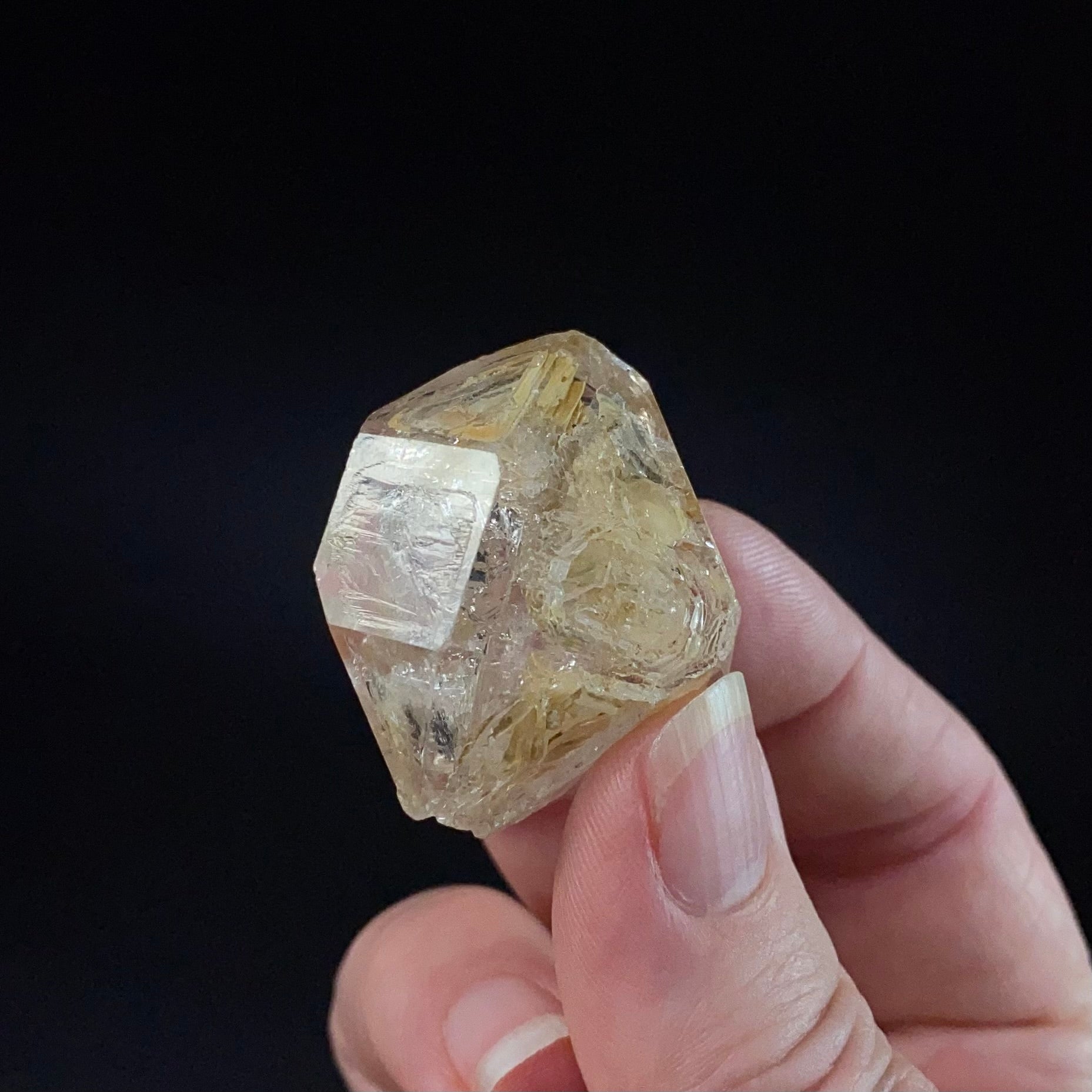 Double Terminated Fenster Quartz Crystal with Orange Fluorescent Inclusions