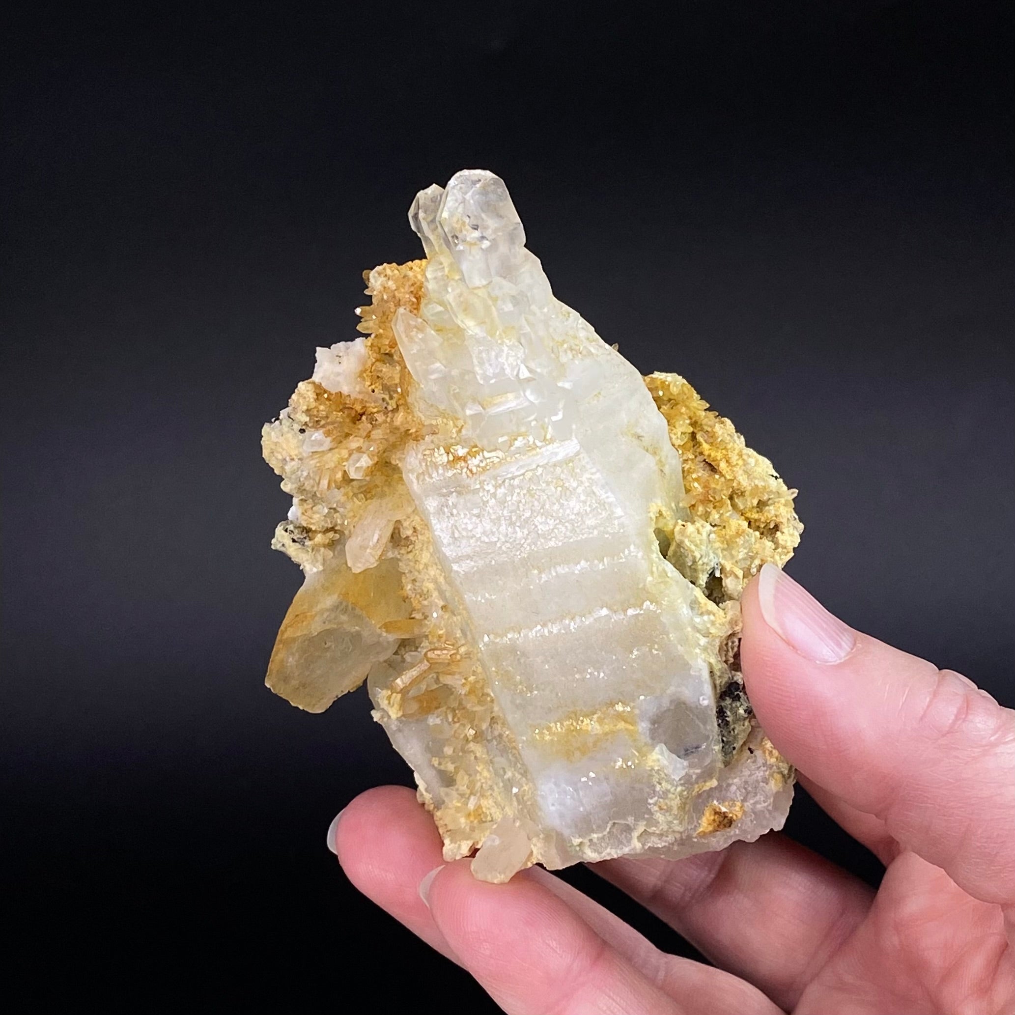 Golden Etched Elestial Quartz Specimen