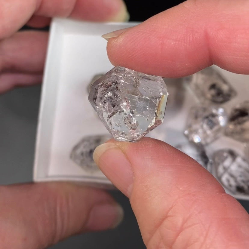 Double Terminated Diamond Style Quartz Pakimer Crystal Lot with Carbon Inclusions