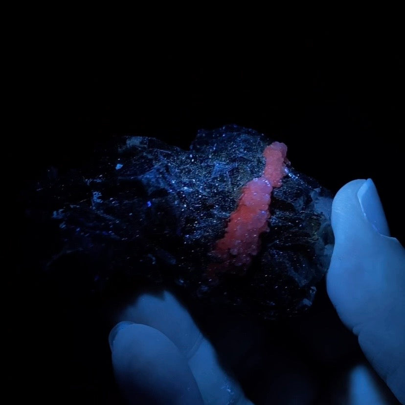 Galena Cluster with Calcite and Blue Iridescence from Trepça Mine Complex, Kosovo