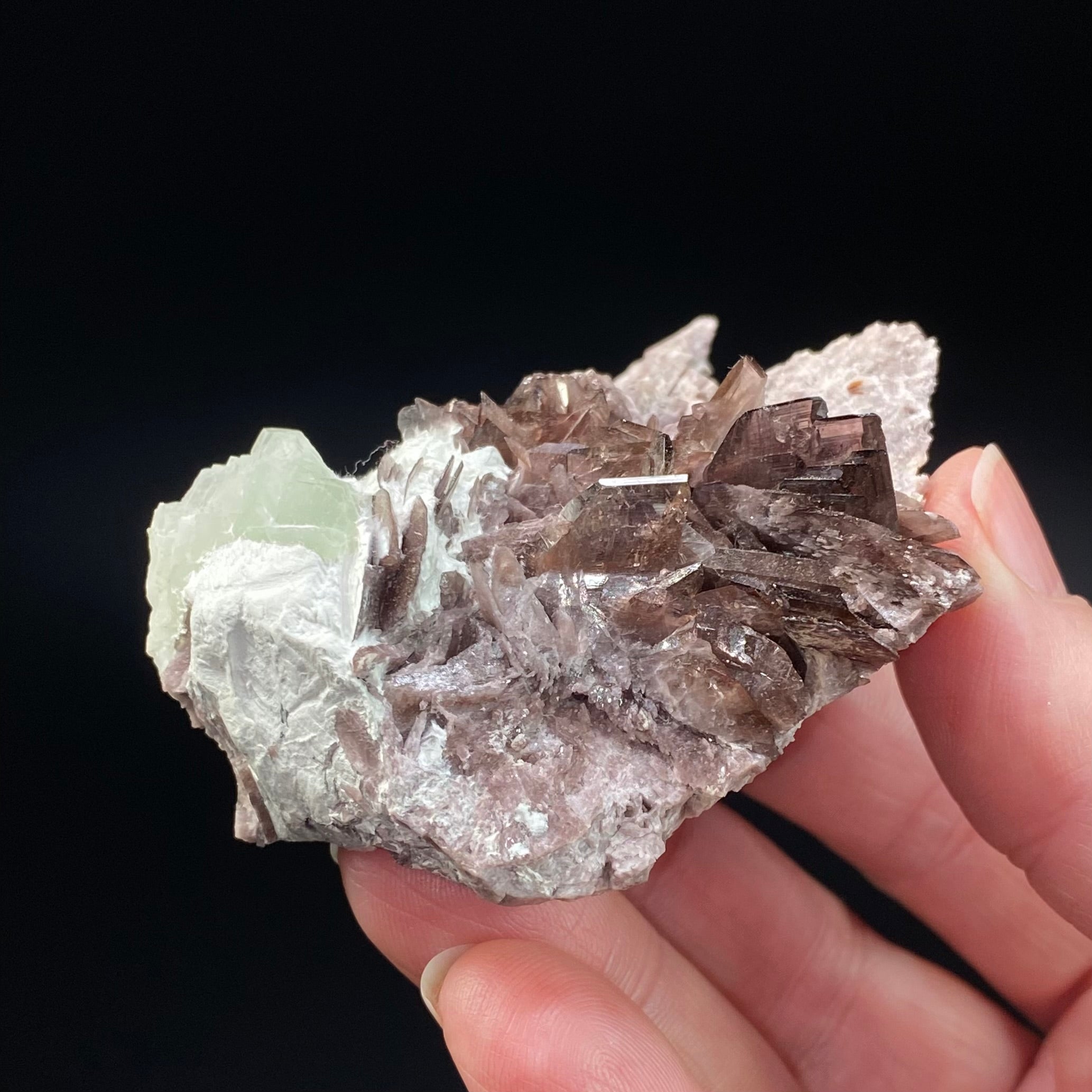 Axinite Crystal Cluster with Chrysotile and Pericline from Shigar Valley, Gilgit-Baltistan, Pakistan