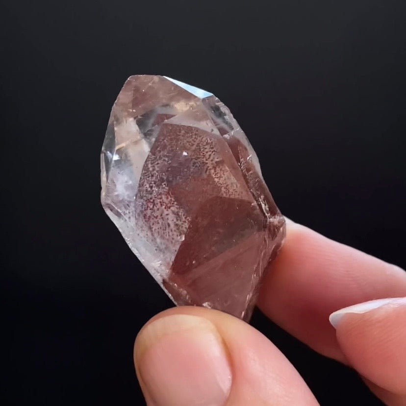 Rare Double Phantom Red Hematite Sunset Quartz Crystal - Tamil Nadu, India