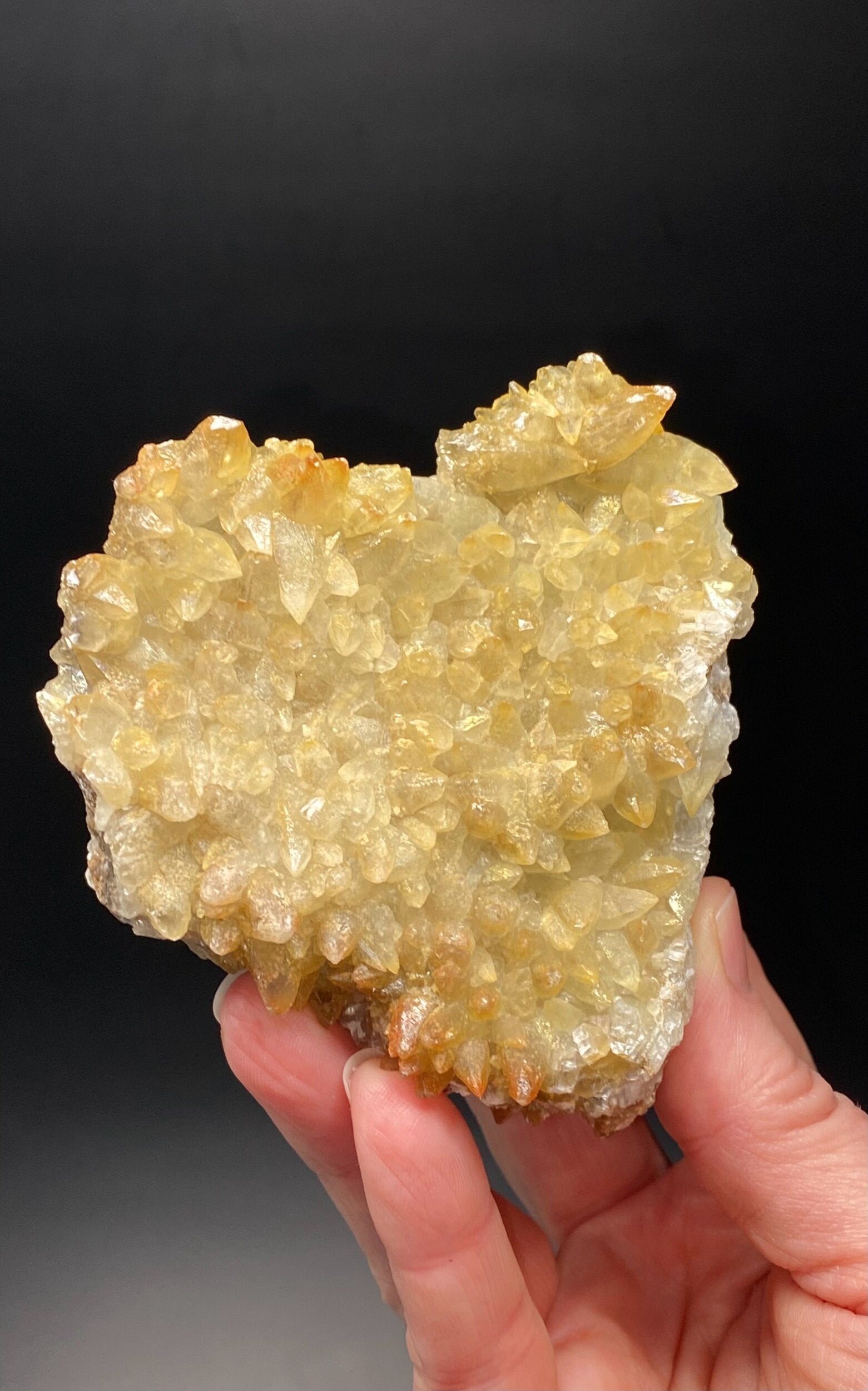 Scalenohedral "Dogtooth" Calcite Cluster with Minor Natural Iridescent & Iron Oxide Surface Coating