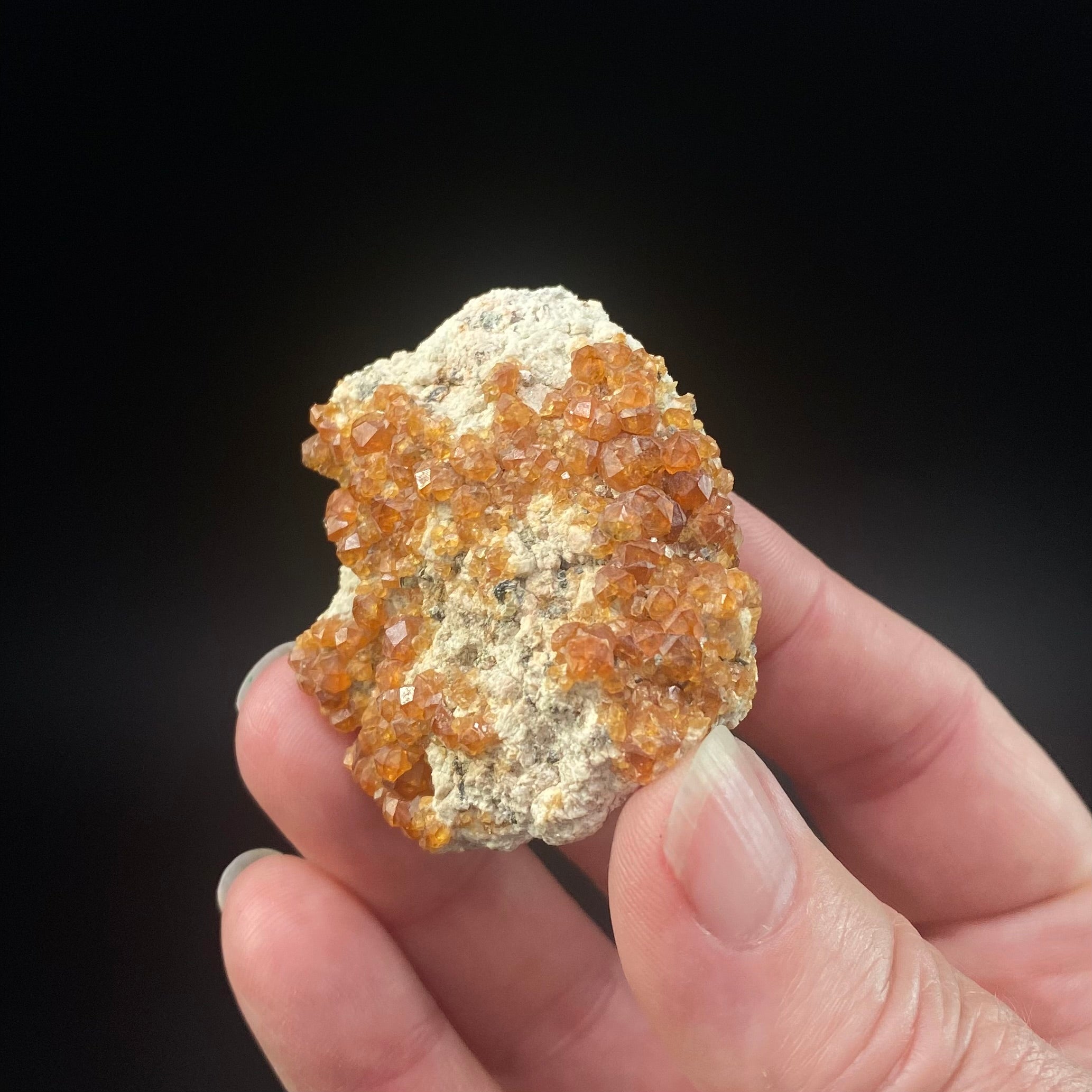 Orange Spessartine Garnet Crystals on Matrix from Fujian Province, China