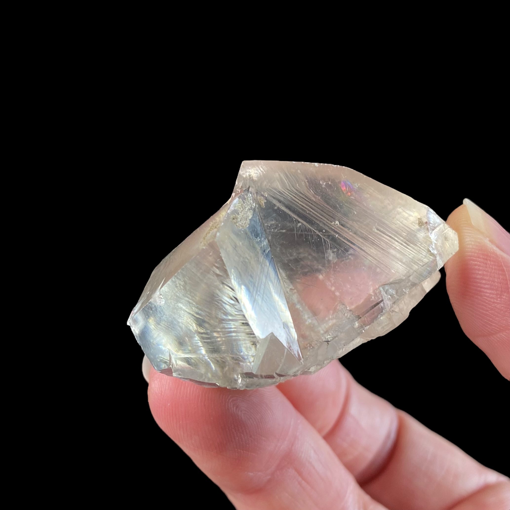 Light Golden Calcite Crystal Cluster with Rainbows