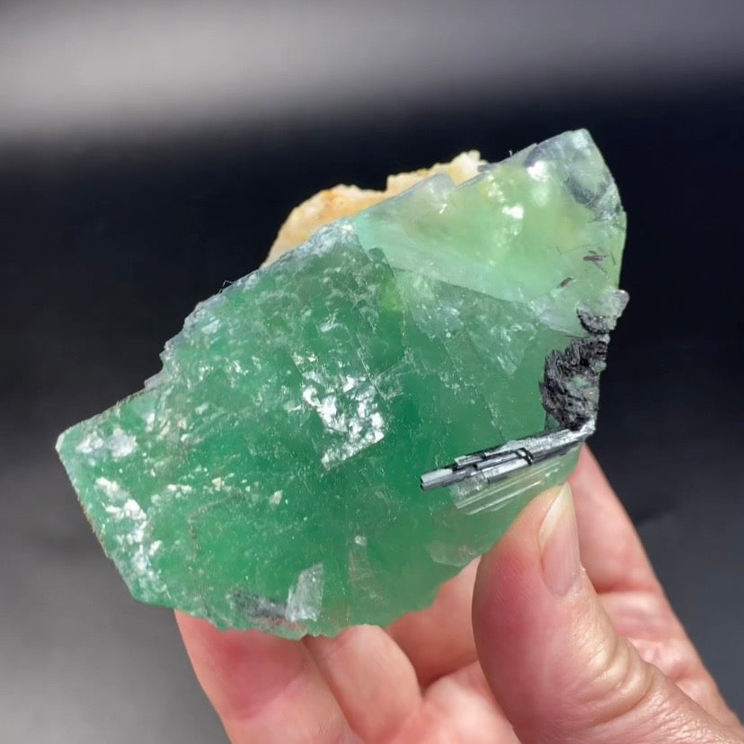 Green Cubic Fluorite Specimen with Stibnite & Pyrite, Yaogangxian Mine