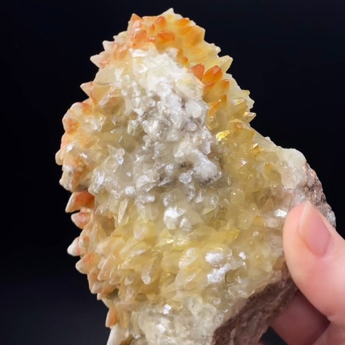 Scalenohedral Dog Tooth Calcite Crystal Cluster with Natural Iridescent Iron Oxide Surface