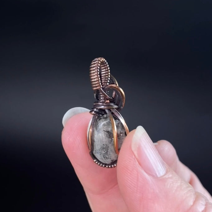 Fossilized 380 Million Year Old Pleurodictyum Coral & Copper Wire Wrapped Pendant