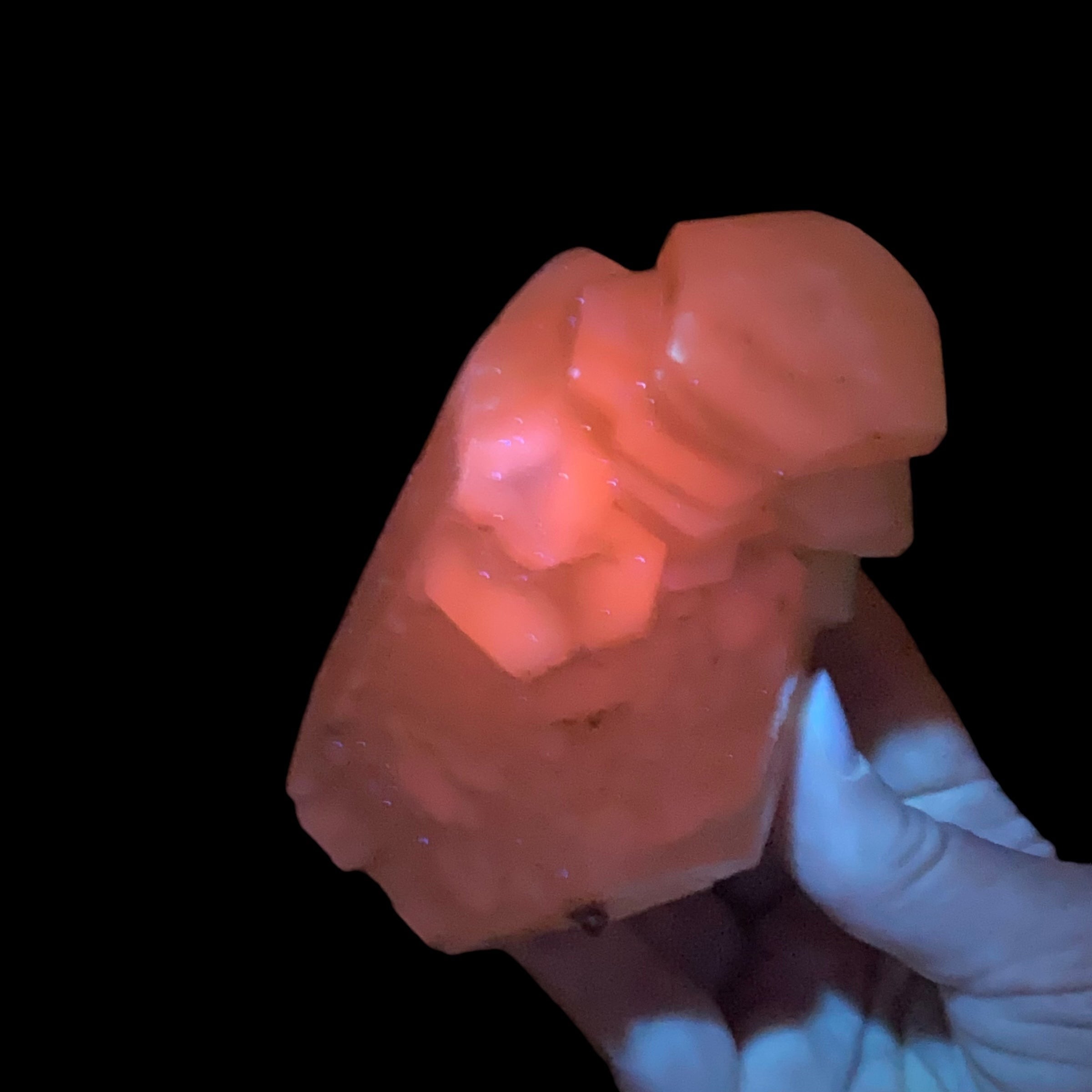 Fluorescent Hexagonal Sandwich Calcite Crystal Cluster