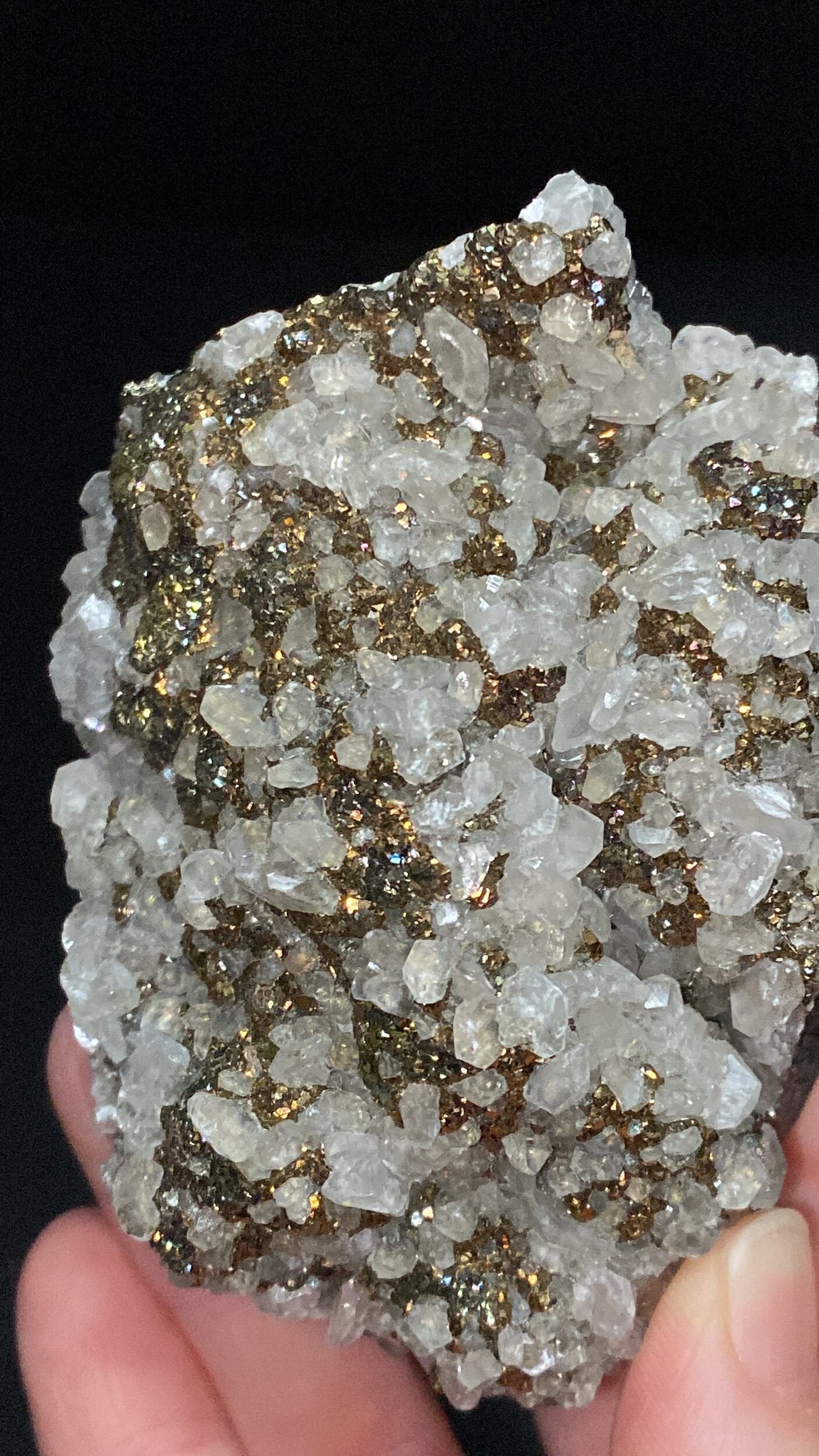 Sphalerite Cluster with Fluorescent Calcite & Pyrite