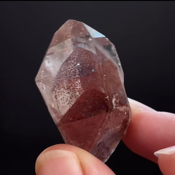 Rare Double Phantom Red Hematite Sunset Quartz Crystal - Tamil Nadu, India