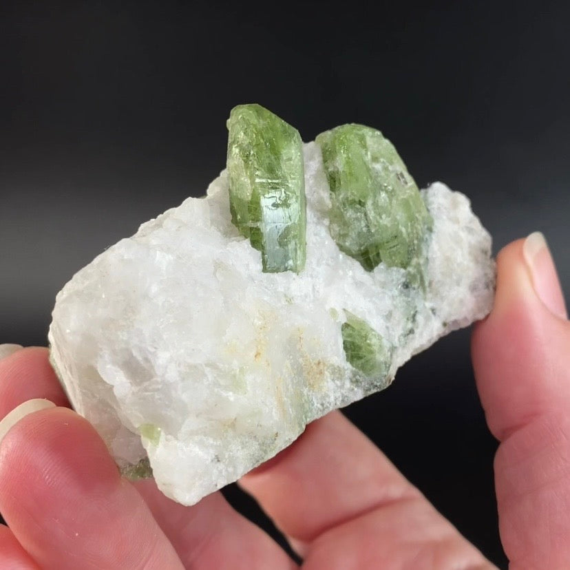 Diopside Crystals on Marble Matrix, Badakhshan, Afghanistan