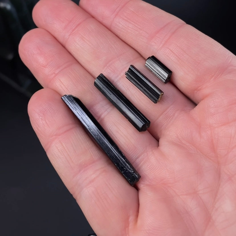 High Grade Black Schorl Tourmaline Rod Crystals 10 Gram Lots, Choose Your Size