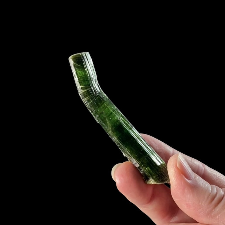 Green Tourmaline Crystal with Natural Bend