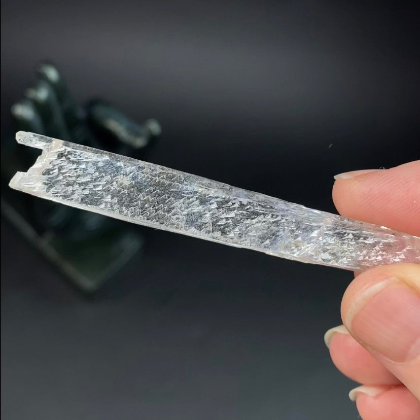 Natural Etched Spodumene Crystal Blade Clear Kunzite, Triphane from Minas Gerais, Brazil