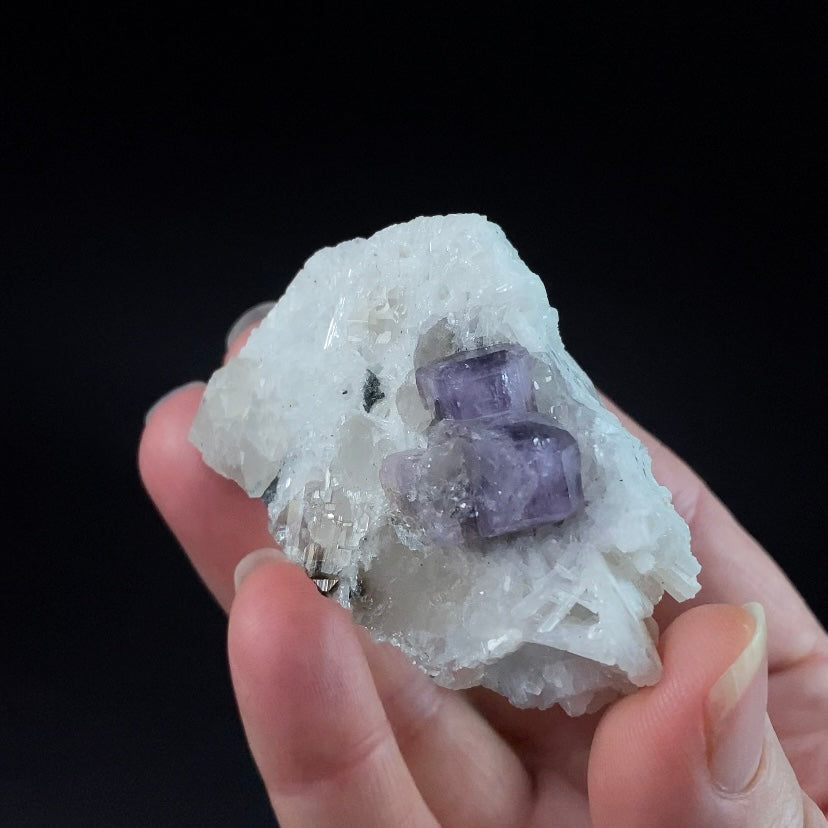 Lustrous Purple Apatite Crystals with Quartz on Cleavelandite Matrix, Dara e Pech, Afghanistan