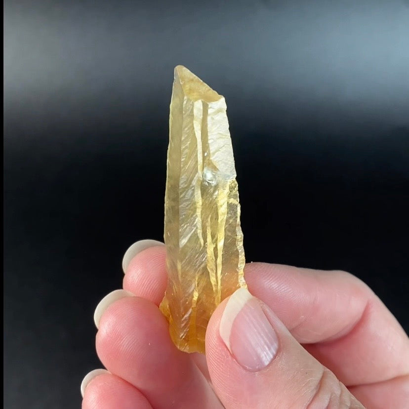 Phosphorescent Golden Feather Tapered Calcite Crystal
