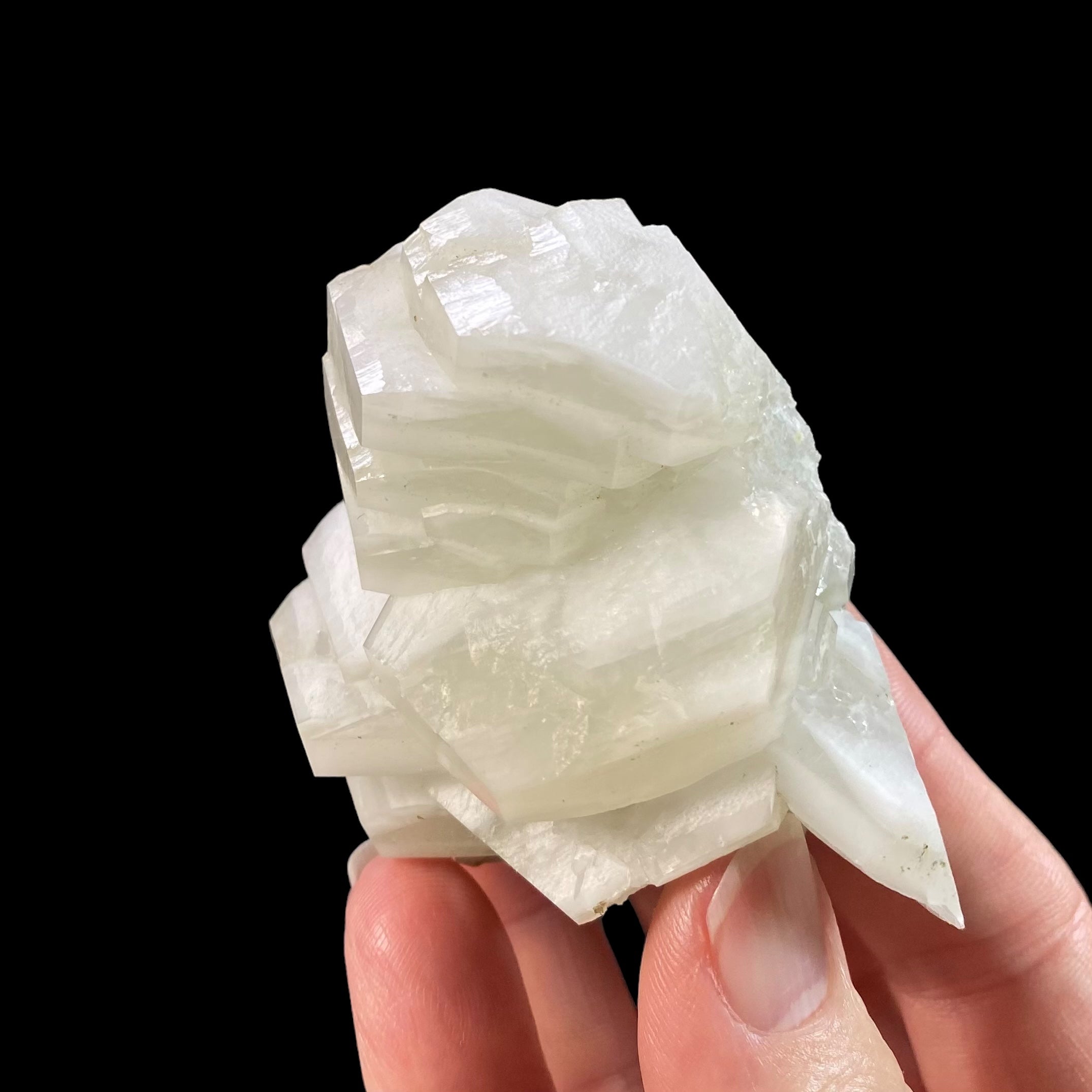 Fluorescent Hexagonal Sandwich Calcite Crystal Cluster