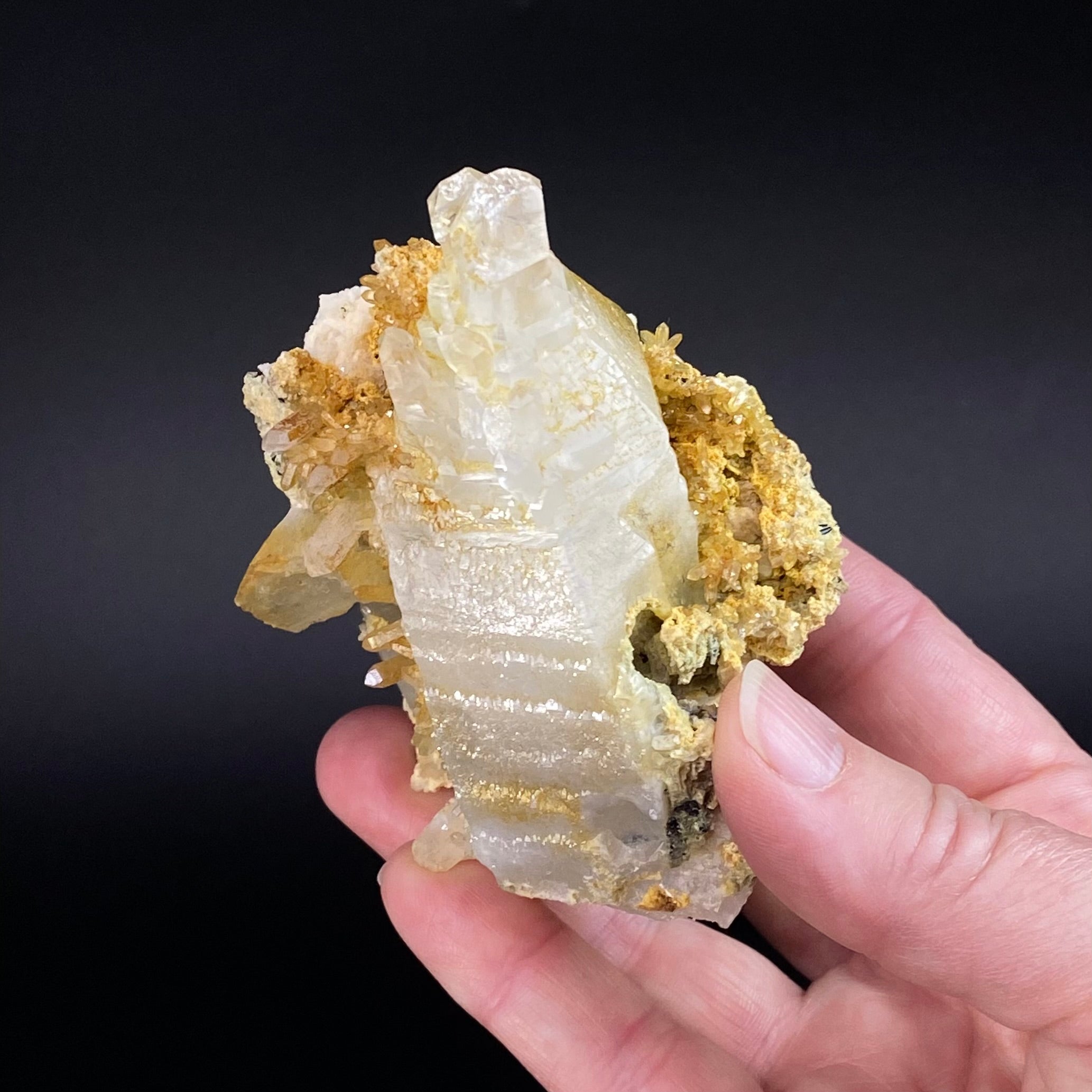 Golden Etched Elestial Quartz Specimen