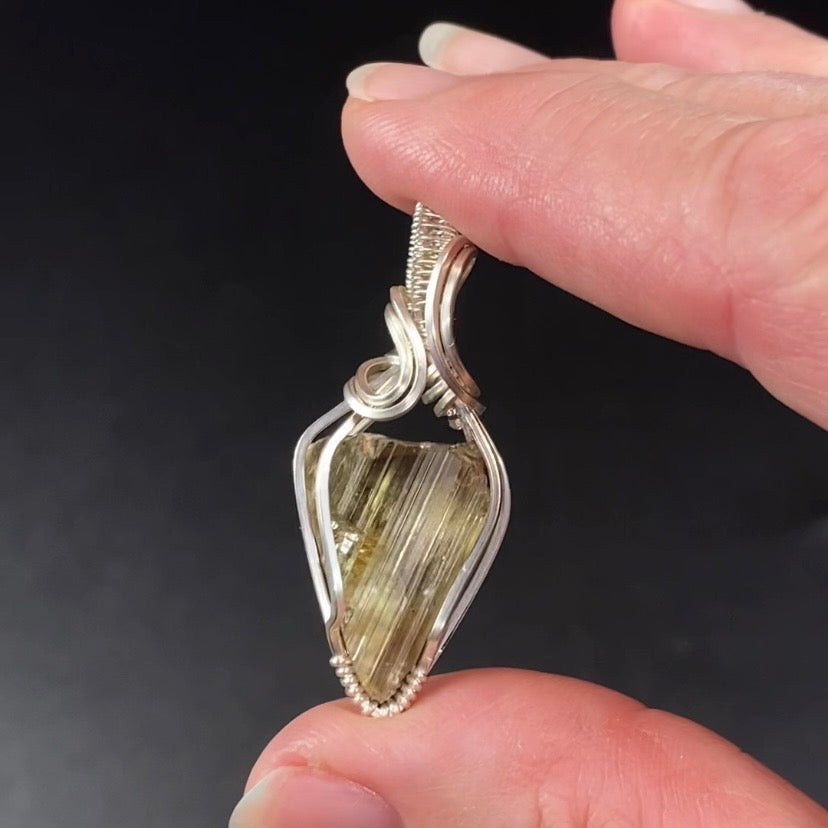 Turkish Color Change Diaspore Ottomanite & Tarnish Resistant Argentium Silver Wire Wrapped Pendant