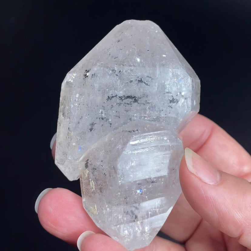 Double Terminated Inter Grown Clear Quartz Crystal with Rainbows