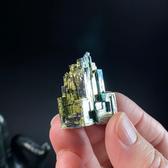 Bismuth Crystal Cluster Iridescent Lab Grown Geometric Formation