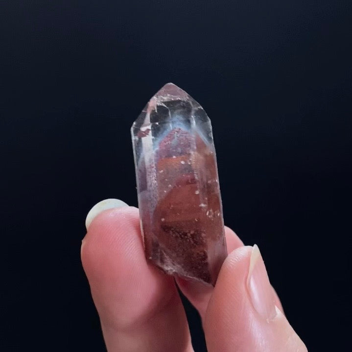 Red Hematite Double Phantom Sunset Quartz Crystal - Tamil Nadu, India