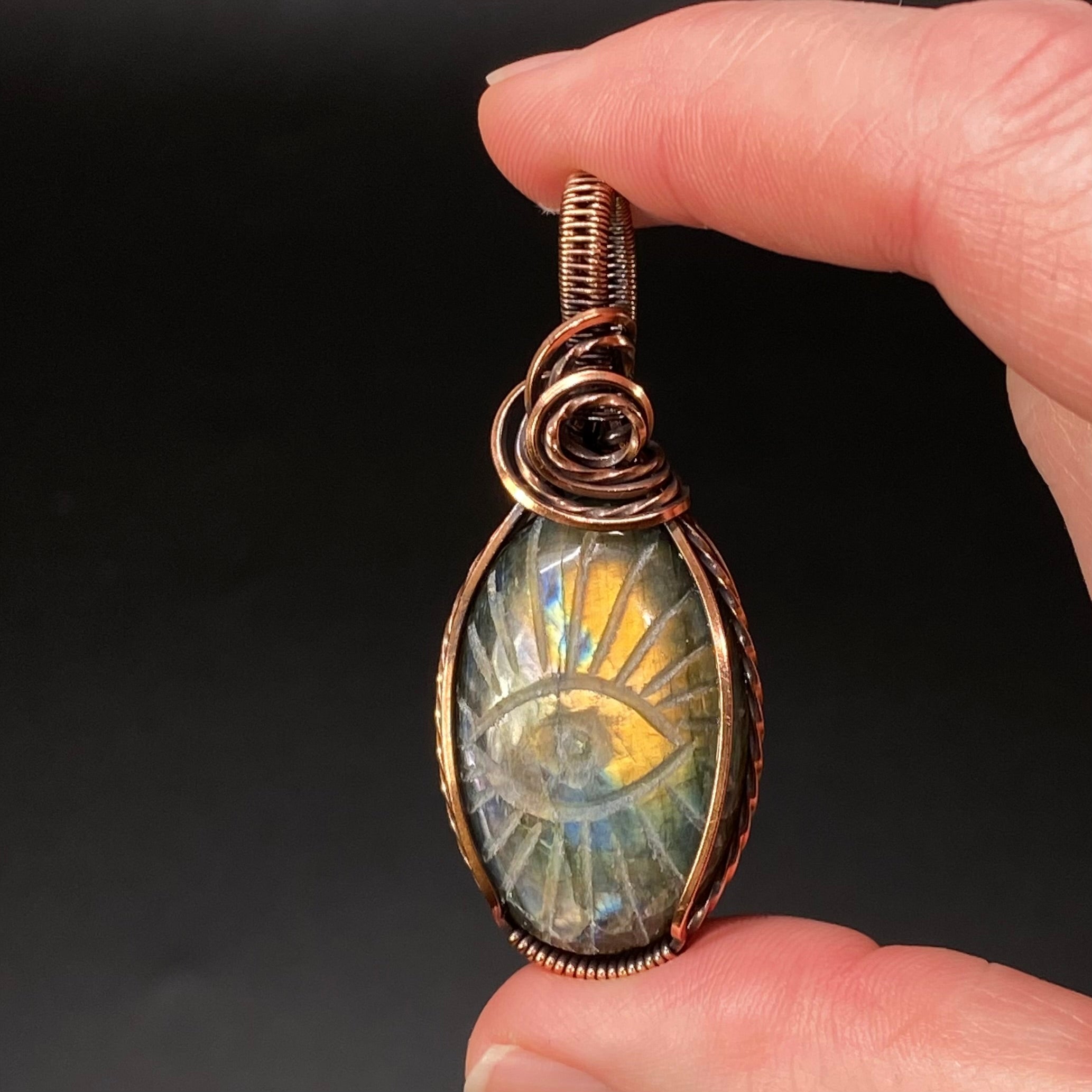 Labradorite store Pendant, Copper Wire Wrapped