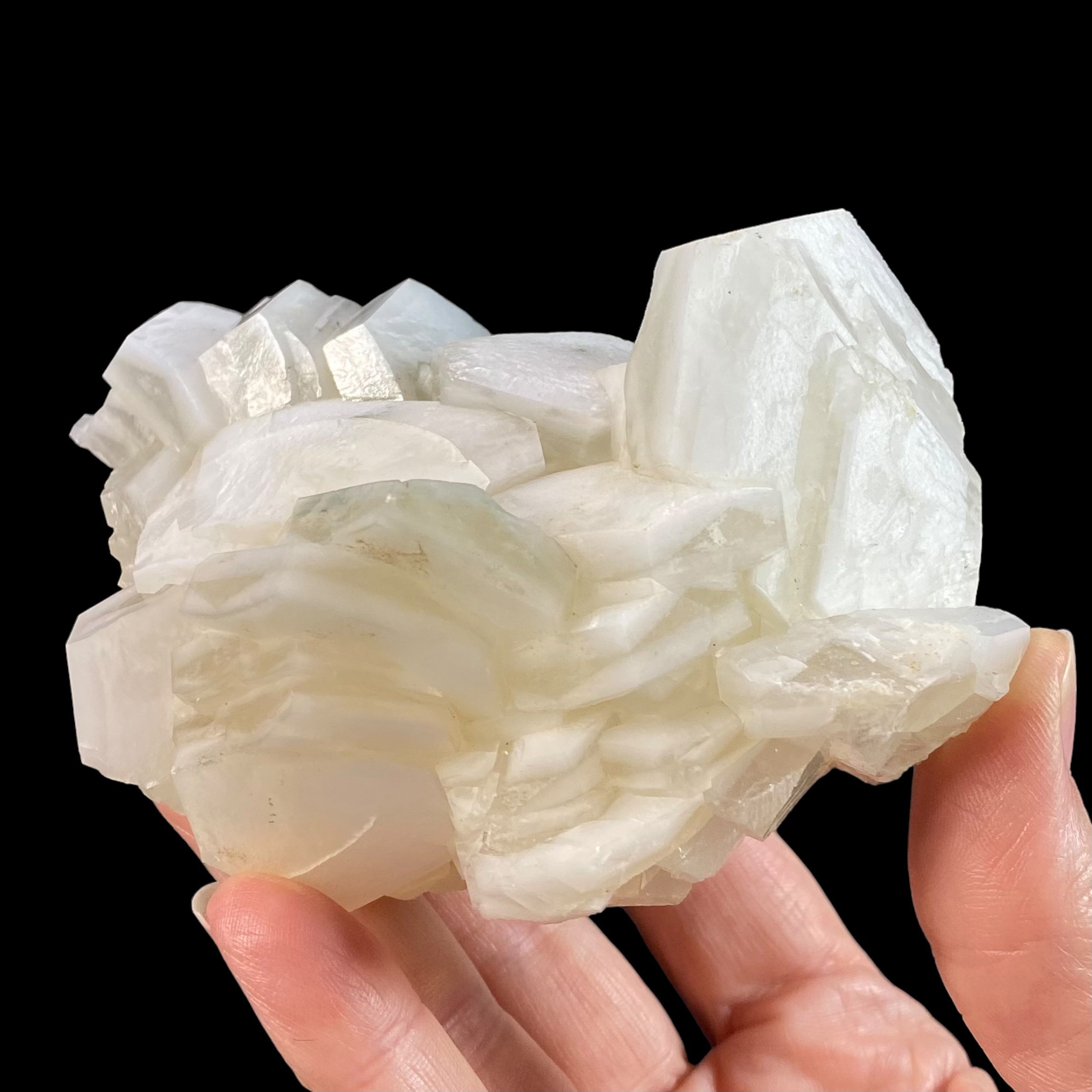 Fluorescent Hexagonal Sandwich Calcite Crystal Cluster