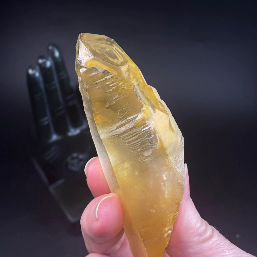 Natural Golden Healer Window Quartz Crystal with Yellow Iron Oxide Surface Coating