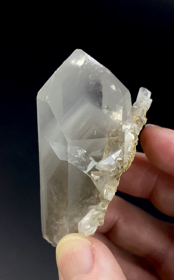 Quartz Crystal with Multi Layer Gray Chlorite Phantom on Matrix Plate