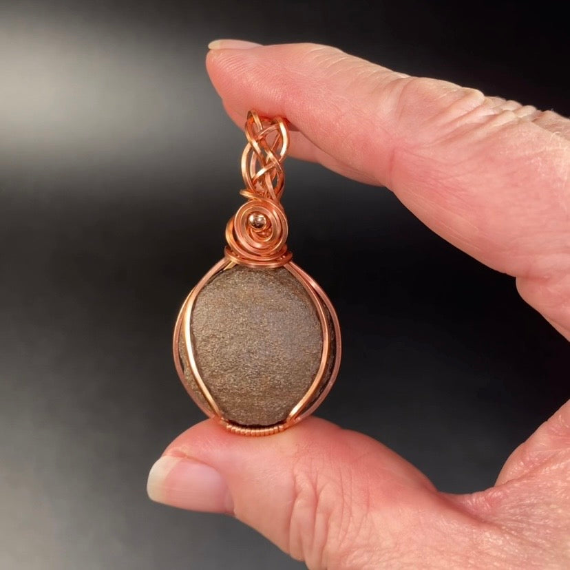 Shaman Stone aka Moqui Marble and Raw Copper Handmade Wire Wrapped Pendant