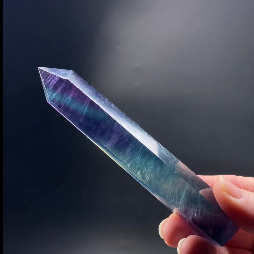 Purple and Green Fluorite Polished Tower
