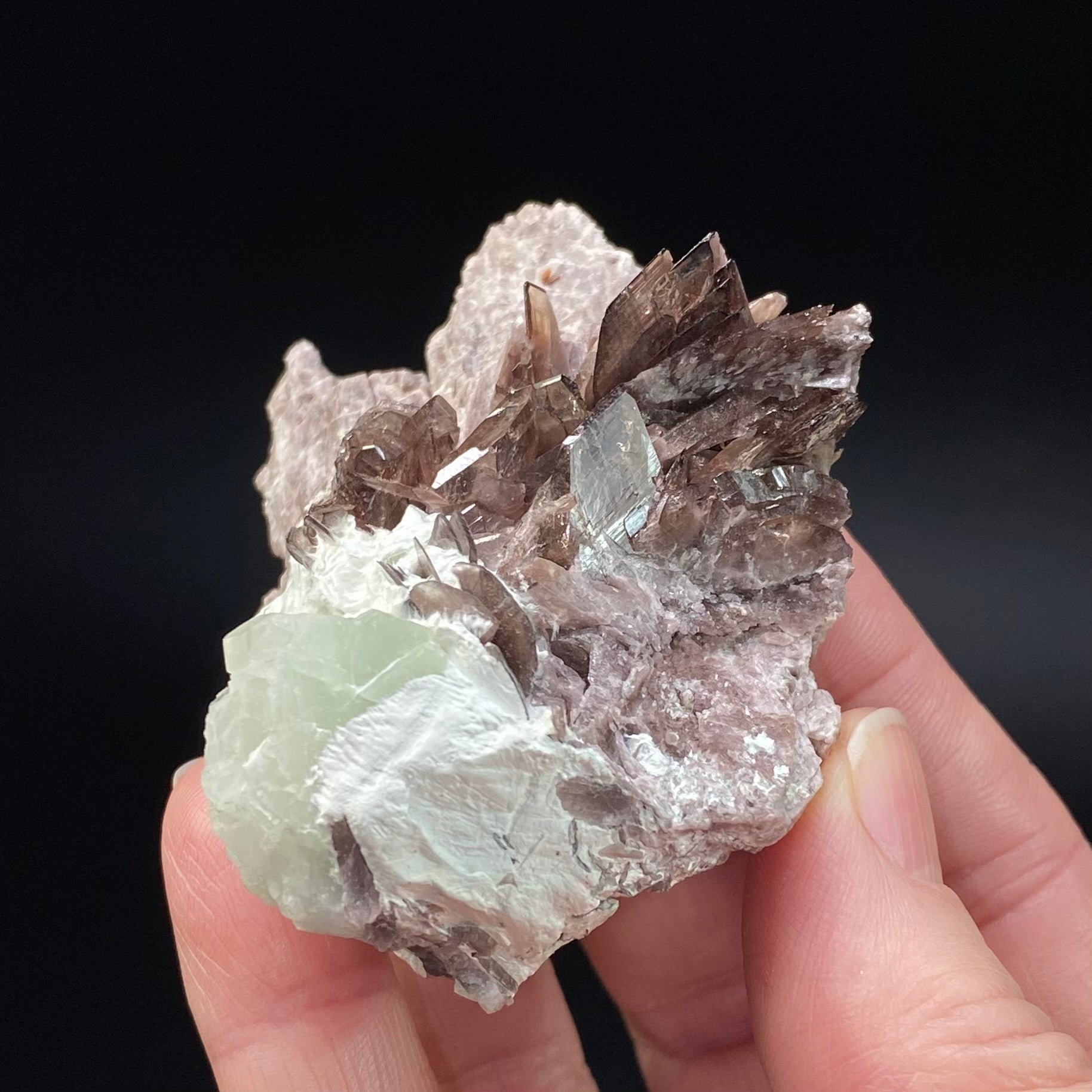 Axinite Crystal Cluster with Chrysotile and Pericline from Shigar Valley, Gilgit-Baltistan, Pakistan
