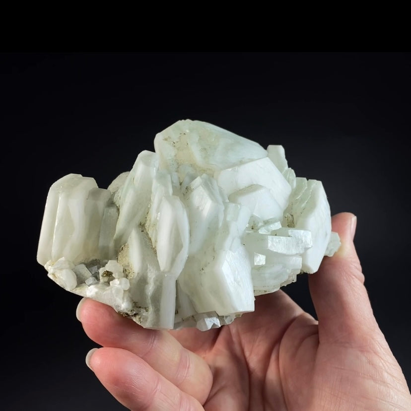 Fluorescent Hexagonal Sandwich Calcite Crystal Cluster
