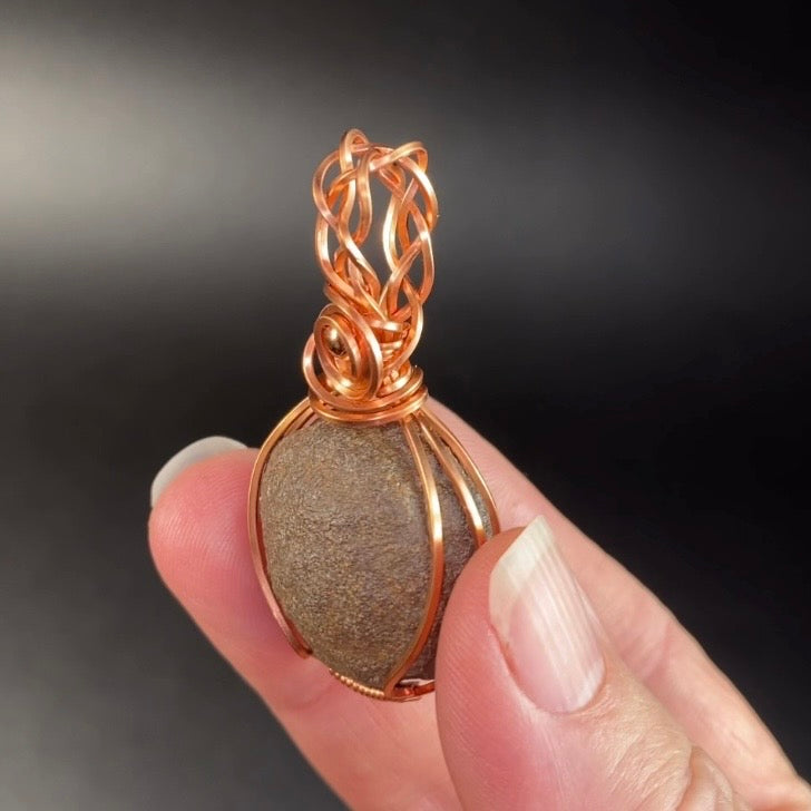 Shaman Stone aka Moqui Marble and Raw Copper Handmade Wire Wrapped Pendant