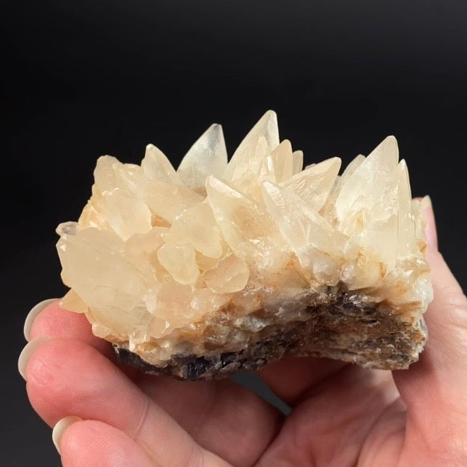 Scalenohedral DogTooth Calcite on Blue Purple Fluorite Matrix, UV Reactive, Fluorescent