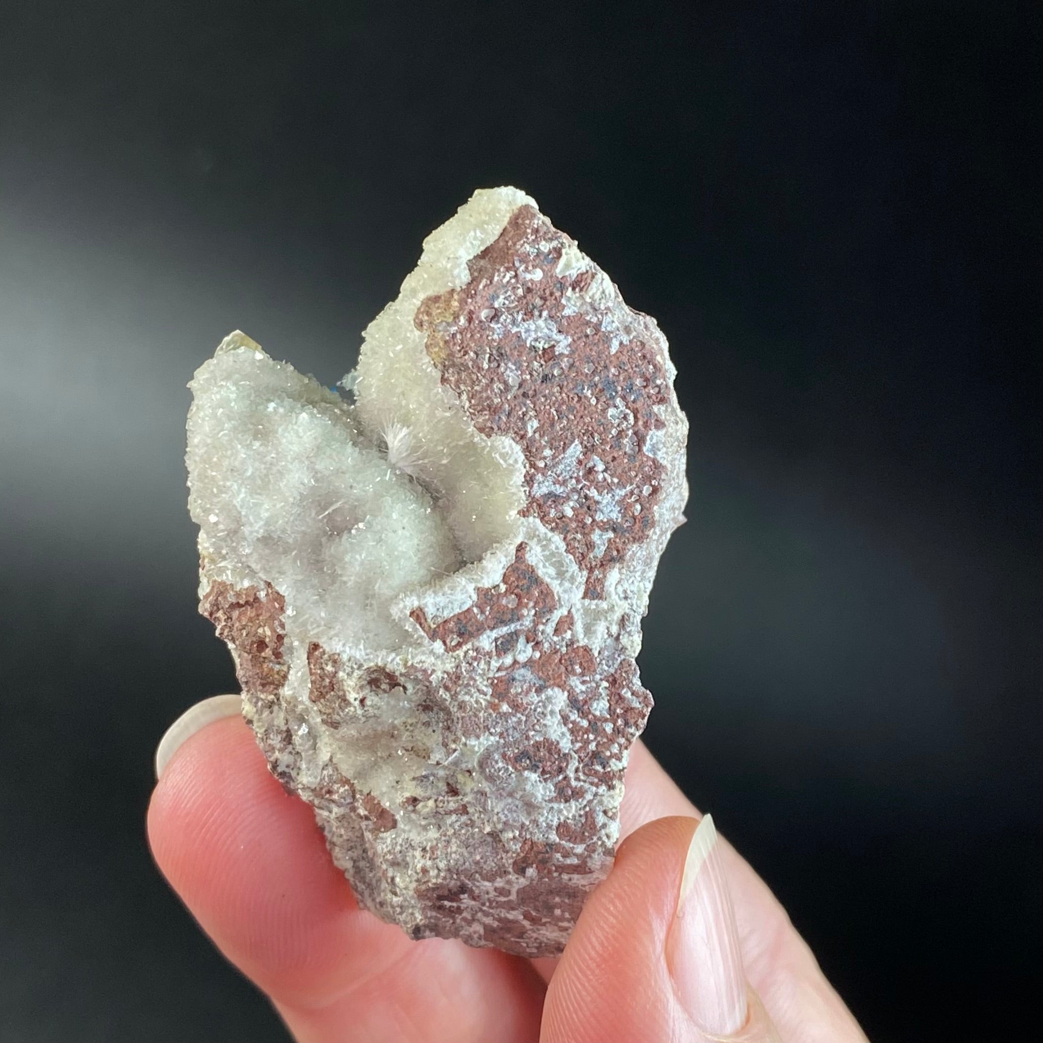 Vibrant Blue Cavansite / Pentagonite Cluster with Phosphorescent Calcite Crystals on Druzy Stilbite Over Basalt Matrix