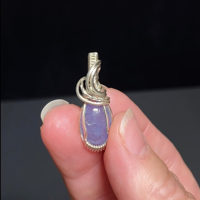 Tanzanite & Sterling Silver Wire Wrapped Pendant