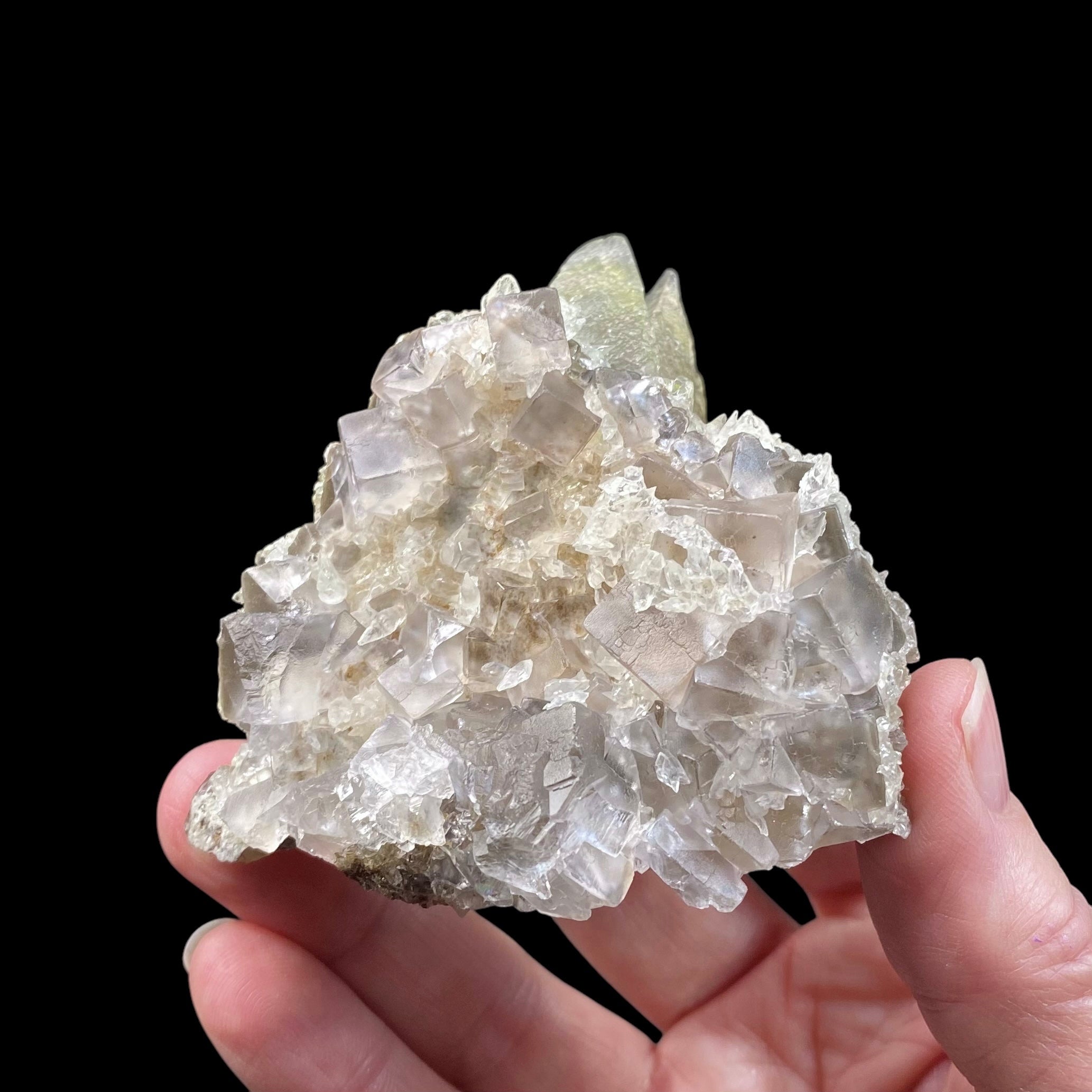 Twin Scalenohedral Dogtooth Calcite with Fluorite, Fluorescent with Long Wave UV