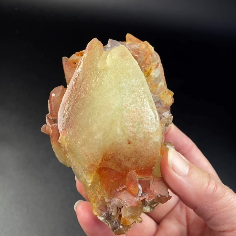 Scalenohedral Dog Tooth Calcite Crystal Cluster with Blue Gray Fluorite