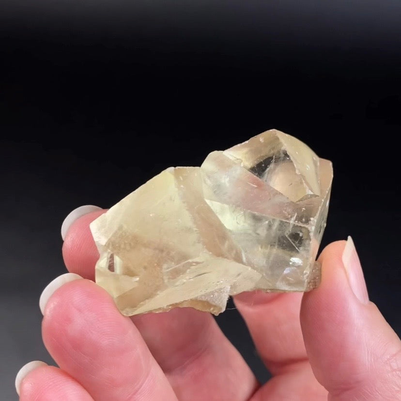 Light Golden Rhombic Calcite Cluster with Record Keepers