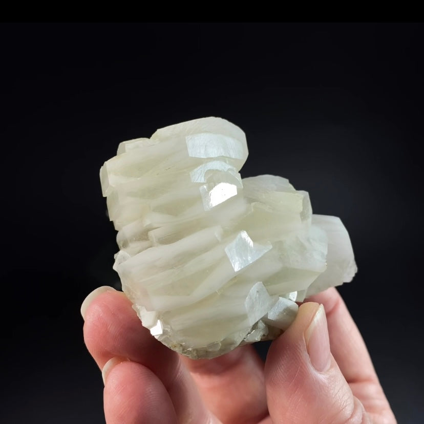 Fluorescent Hexagonal Sandwich Calcite Crystal Cluster