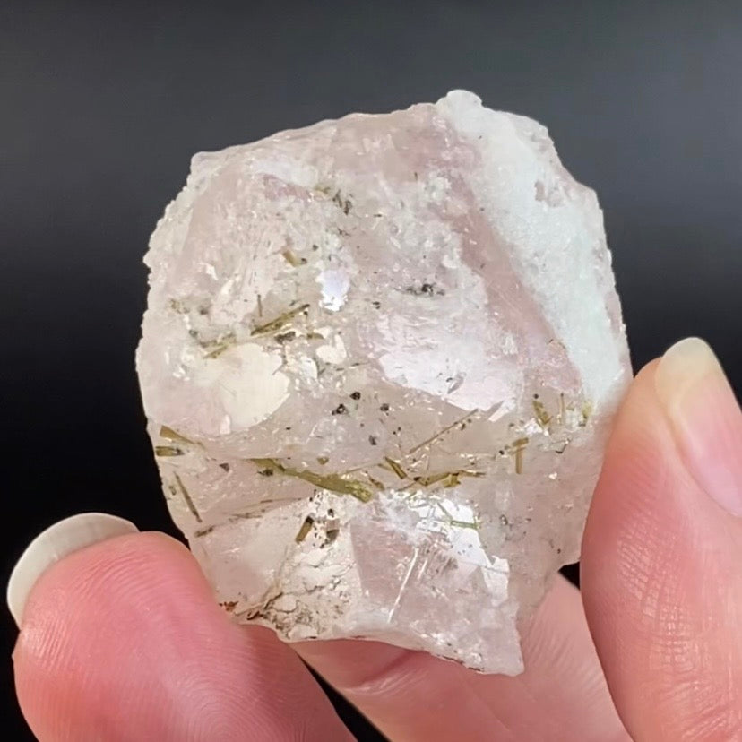 Pink Morganite Crystal with Green Tourmaline & Albite var Cleavelandite