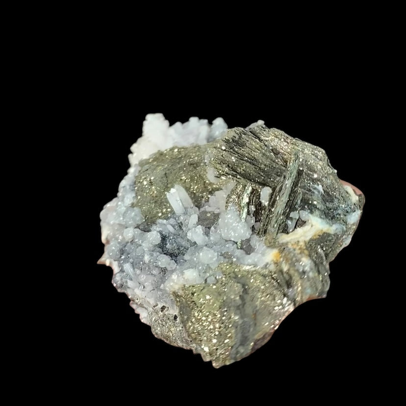 Pyrite After Pyrrhotite with Calcite, Quartz & Boulangerite from Trepca Mine Complex, Kosovo