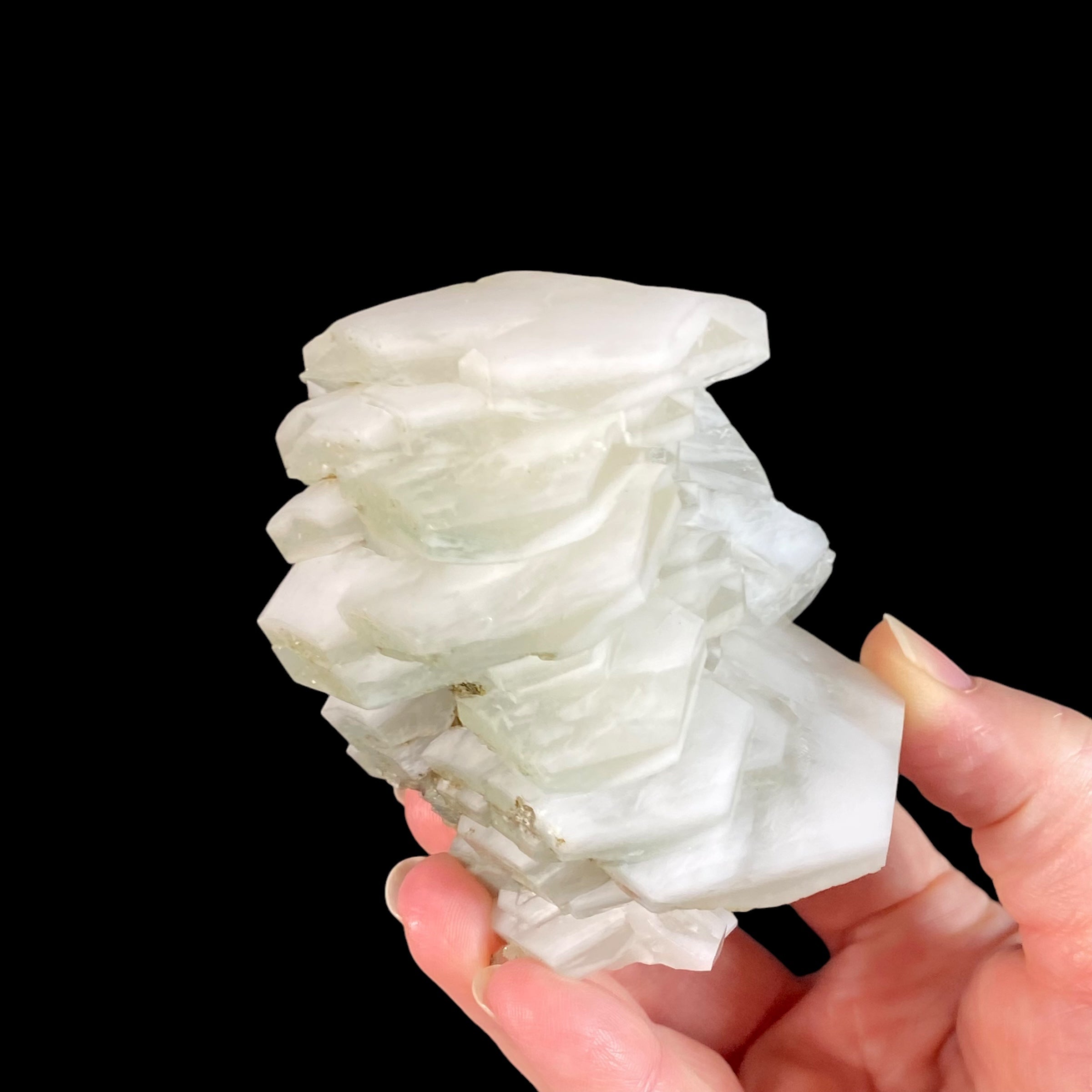 Fluorescent Hexagonal Sandwich Calcite Crystal Cluster