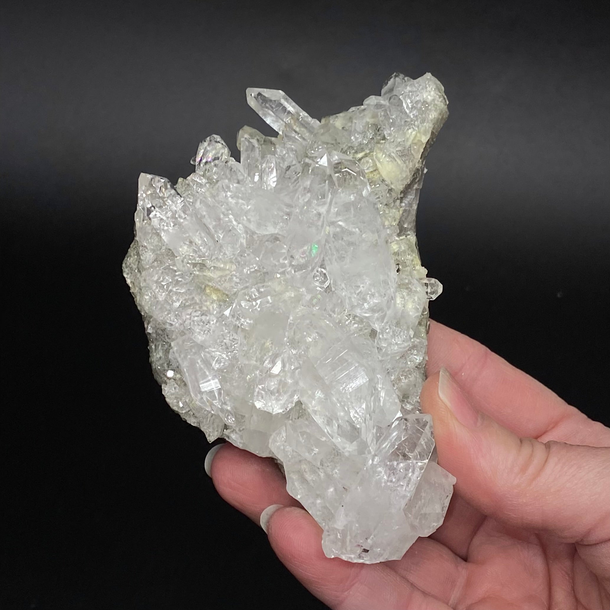 Chlorite Included Quartz Crystal Cluster Plate from Minas Gerais, Brazil