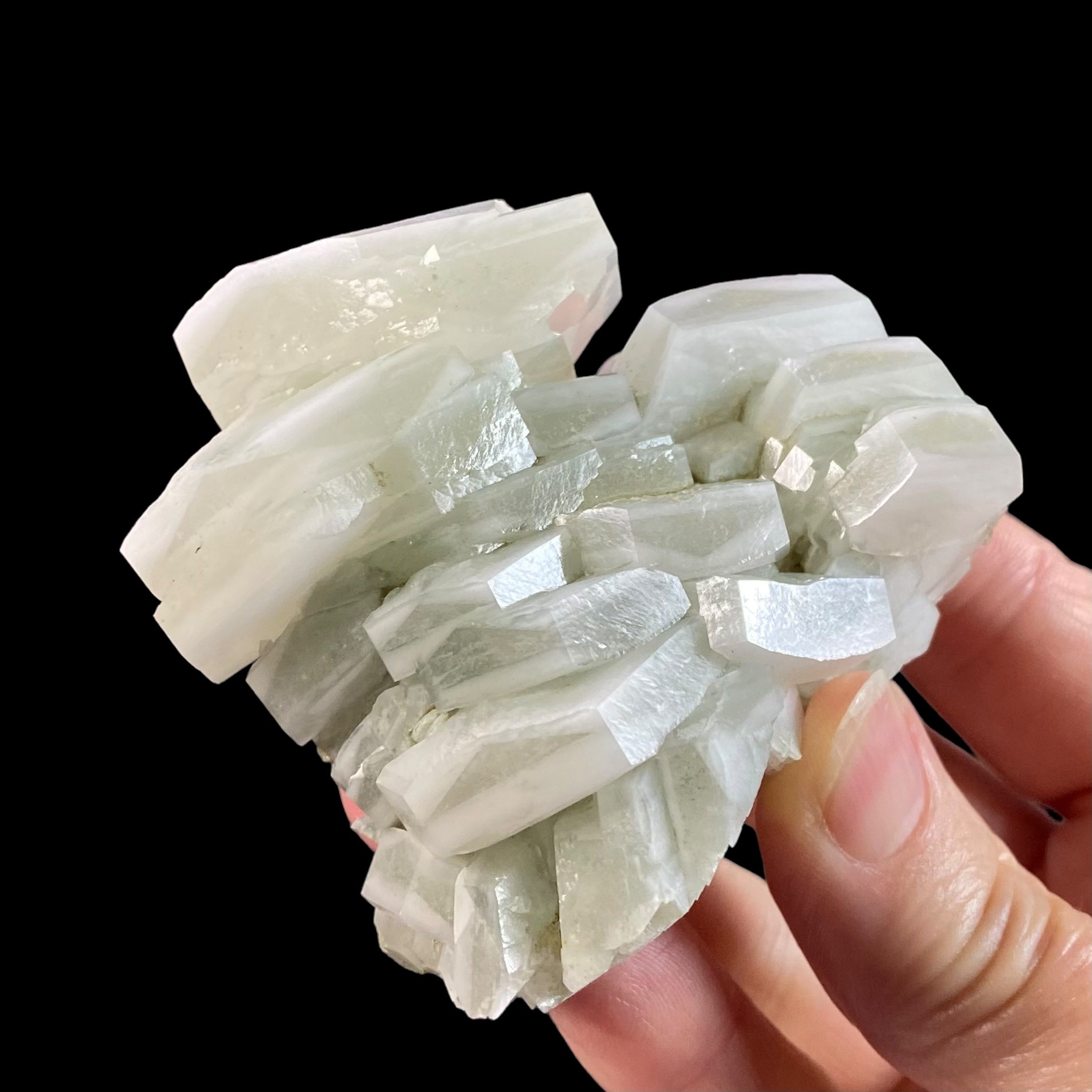 Fluorescent Hexagonal Sandwich Calcite Crystal Cluster