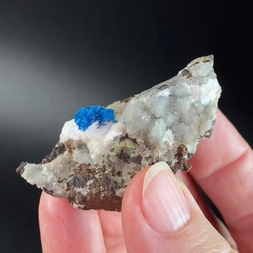 Vibrant Blue Cavansite & Pentagonite Clusters on Druzy Stilbite Over Basalt Matrix