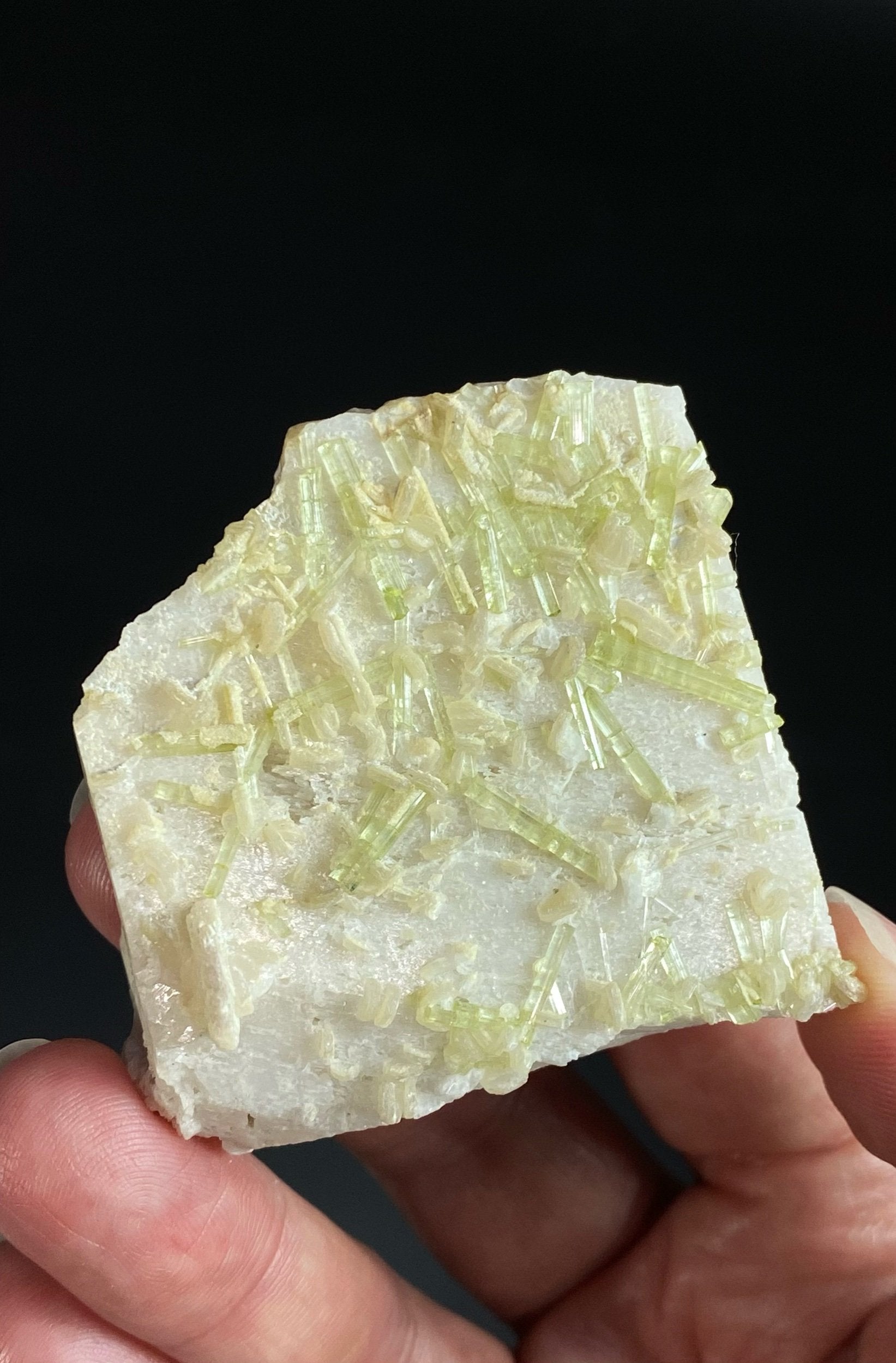 Light Green Tourmaline & Lepidolite on Feldspar Matrix
